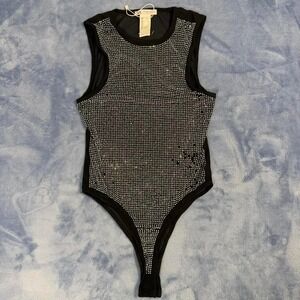 Zara black bodysuit with silver studs Size S women